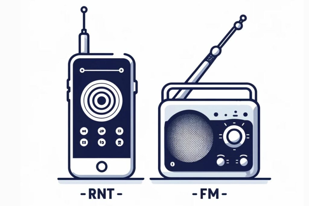 Illustration de la Radio Numérique Terrestre et de la radio FM